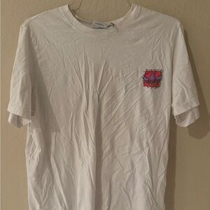 adidas White Tee with Pink Graphic